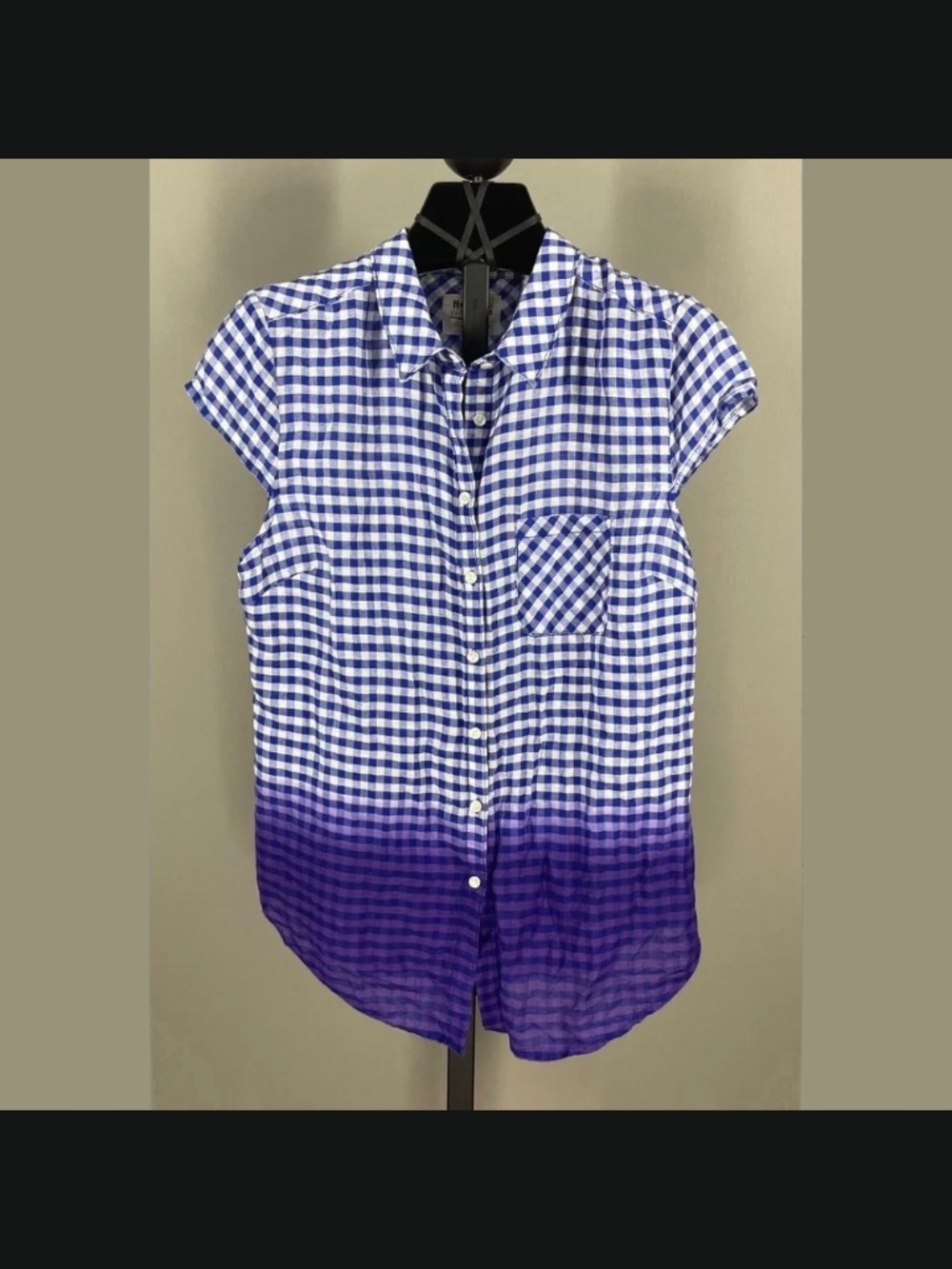 NEW Anthropologie Holding Horses Shirt Womens 6 blue plaid button up boho casual
